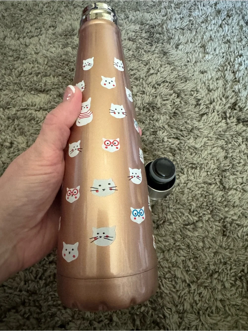 S'ip by S'well Rose Gold Cat Print Insulated Water Bottle – 15 oz